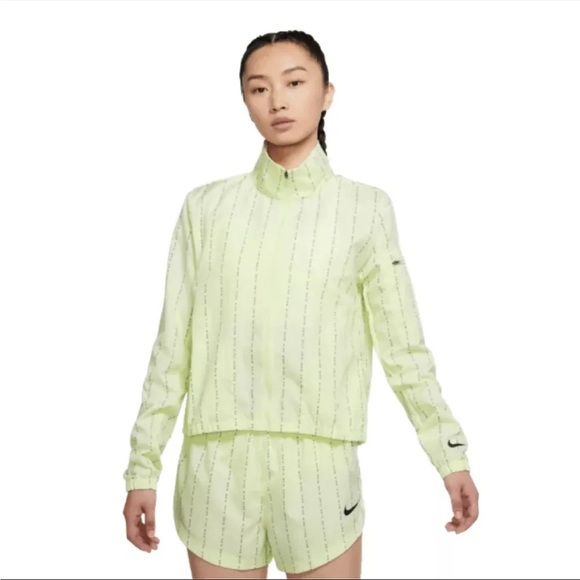 Nike Dri-FIT Icon Clash Pinstripe Barely Volt Windrunner Zip Jacket - Picture 1 of 10